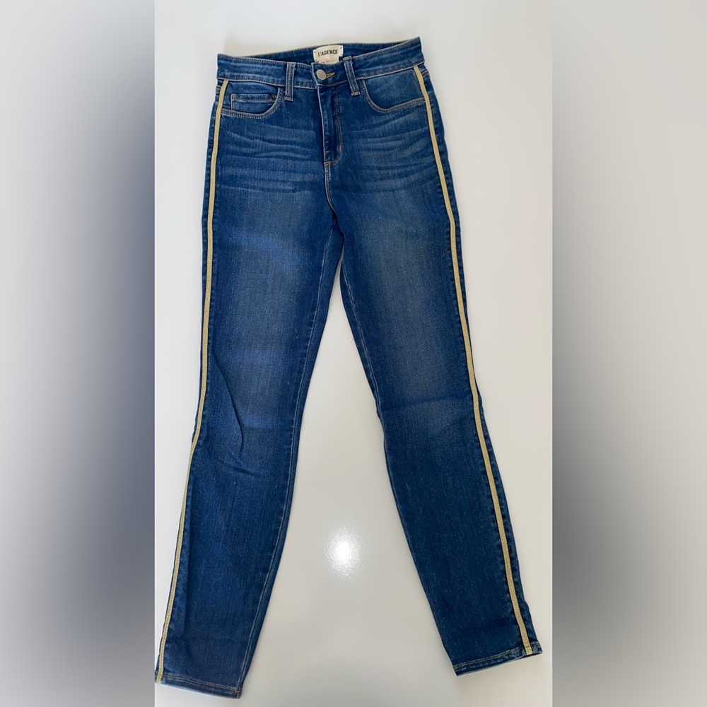 L'AGENCE The Margot Racer
Striped High Rise Ankle Skinny jeans size 25